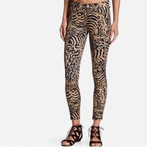 7 FOR ALL MANKIND THE ANKLE SKINNY MIDRISE JEANS Size 24 ROYAL LEOPARD PRINT
